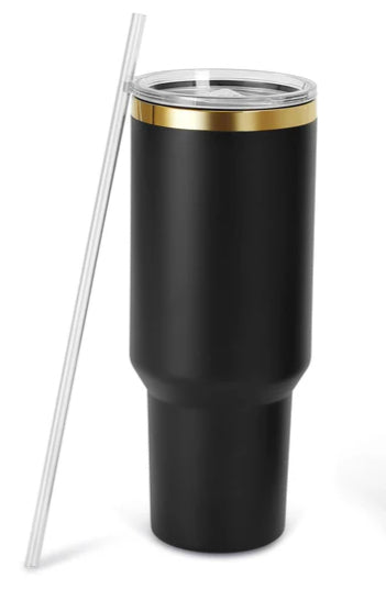 Black powder coated, Gold plated 40ozTumbler image 0